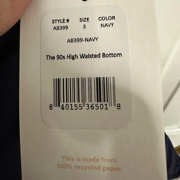 Andie Swim 90's High Waisted Bottom in Eyelet Navy Blue Size Small NEW - Picture 8 of 8